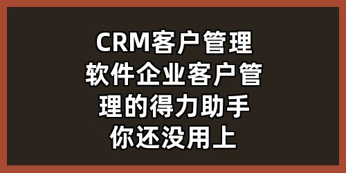 CRM 客户管理软件：企业客户管理的得力助手，你还没用上？